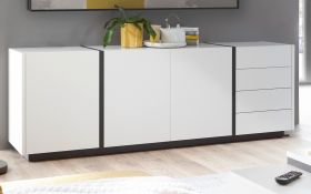 Sideboard Design-M in weiß matt und Fresco grau Kommode 210 x 65 cm