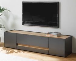 TV-Lowboard Center in grau matt und Wotan Eiche TV-Unterteil 170 x 40 cm TV-Lowboard Center in grau matt und Wotan Eiche TV-Unterteil 170 x 40 cm