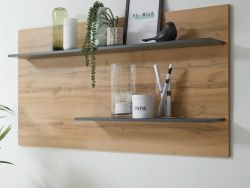 Wandpaneel Center in grau matt und Wotan Eiche Hängeregal 155 x 80 cm Wandpaneel Center in grau matt und Wotan Eiche Hängeregal 155 x 80 cm