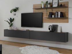 Wohnwand Center in grau matt und Wotan Eiche Kombination 3-teilig 300 x 180 cm Wohnwand Center in grau matt und Wotan Eiche Kombination 3-teilig 300 x 180 cm