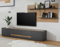 Wohnwand Center in grau matt und Wotan Eiche Set 2-teilig 300 x 180 cm Wohnwand Center in grau matt und Wotan Eiche Set 2-teilig 300 x 180 cm
