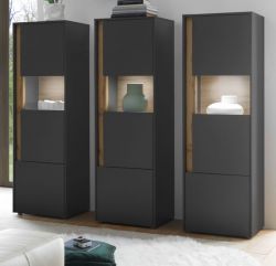 Schrank Set 3-teilig Center in grau matt und Wotan Eiche Wohnkombination 3 x Vitrine 190 x 155 cm Schrank Set 3-teilig Center in grau matt und Wotan Eiche Wohnkombination 3 x Vitrine 190 x 155 cm