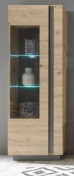 Vitrine Louna Eiche Artisan und Graphit grau, Vitrinenschrank 60 x 194 cm mit Soft-Close Vitrine Louna Eiche Artisan und Graphit grau, Vitrinenschrank 60 x 194 cm mit Soft-Close