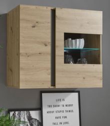 Vitrine Louna in Eiche Artisan und Graphit grau Wohnzimmer Vitrinenschrank hängend 97 x 83 cm Hängeschrank Vitrine Louna in Eiche Artisan und Graphit grau Wohnzimmer Vitrinenschrank hängend 97 x 83 cm Hängeschrank