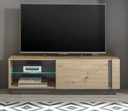 TV-Lowboard Louna in Eiche Artisan und Graphit grau TV-Unterteil 138 x 46 cm TV-Lowboard Louna in Eiche Artisan und Graphit grau TV-Unterteil 138 x 46 cm