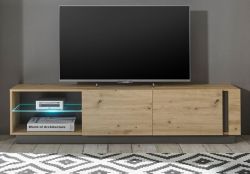 TV-Lowboard Louna in Eiche Artisan und Graphit grau TV-Unterteil 188 cm, Push-To-Open TV-Lowboard Louna in Eiche Artisan und Graphit grau TV-Unterteil 188 cm, Push-To-Open