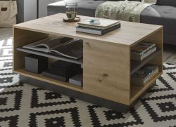 Couchtisch Louna in Eiche Artisan und Graphit grau Wohnzimmer Beistelltisch 100 x 60 cm Couchtisch Louna in Eiche Artisan und Graphit grau Wohnzimmer Beistelltisch 100 x 60 cm