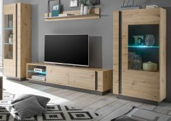 Wohnwand Louna in Eiche Artisan und Graphit grau Wohnkombination 4-teilig 340 x 194 cm Schrankwand Wohnwand Louna in Eiche Artisan und Graphit grau Wohnkombination 4-teilig 340 x 194 cm Schrankwand