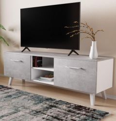 TV-Lowboard FD-Don in Stone Design grau und weiß TV Board skandinavisch 140 x 49 cm
