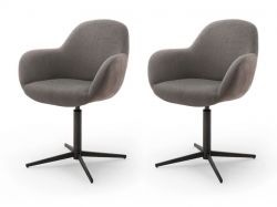 2 x Stuhl Melrose in Cappuccino Kreuzfußstuhl mit Armlehne 360° drehbar Esszimmerstuhl 2er Set mit Komfortsitzhöhe