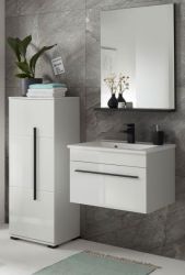 Badm�bel Set Design-D in wei� Hochglanz und schwarz Badkombination MIT Waschbecken 115 x 200 cm