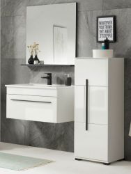 Badm�bel Set Design-D in wei� Hochglanz und schwarz Badkombination MIT Waschbecken 135 x 200 cm