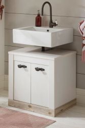 Badezimmer Waschbeckenunterschrank Rovola in Pinie weiß / Oslo Pinie Landhaus Badschrank 60 x 63 cm Badezimmer Waschbeckenunterschrank Rovola in Pinie weiß / Oslo Pinie Landhaus Badschrank 60 x 63 cm