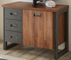Badezimmer Waschbeckenunterschrank Auburn in Eiche Stirling und Matera grau Badmöbel Unterschrank 81 x 62 cm Badezimmer Waschbeckenunterschrank Auburn in Eiche Stirling und Matera grau Badmöbel Unterschrank 81 x 62 cm