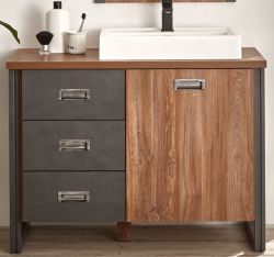 Waschbeckenunterschrank MIT Waschbecken Auburn in Eiche Stirling und Matera grau Badmöbel Waschtisch 91 x 75 cm Waschbeckenunterschrank MIT Waschbecken Auburn in Eiche Stirling und Matera grau Badmöbel Waschtisch 91 x 75 cm