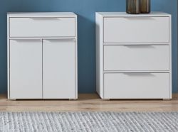 Badezimmer 2 x Kommode in weiß Badmöbel Set 2-teilig je Unterschrank 61 x 76 cm Badezimmer 2 x Kommode in weiß Badmöbel Set 2-teilig je Unterschrank 61 x 76 cm
