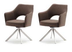2 x Stuhl Tonala in cappuccino Velours-Optik 4-Fußstuhl 180° drehbar Esszimmerstuhl 2er Set mit Taschenfederkern