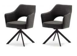 2 x Stuhl Tonala in anthrazit Velours-Optik 4-Fußstuhl 180° drehbar Esszimmerstuhl 2er Set mit Taschenfederkern