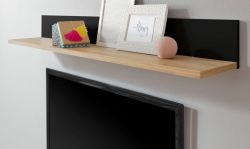 Wandboard Savanna in schwarz und Grandson Eiche Wandregal 140 x 17 cm Bücherregal Wandboard Savanna in schwarz und Grandson Eiche Wandregal 140 x 17 cm Bücherregal