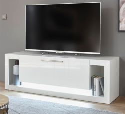 TV-Lowboard Ladis in weiß Hochglanz TV Unterteil 150 x 49 cm