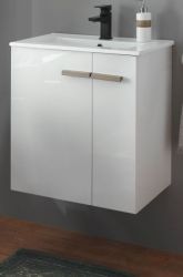 Waschbeckenunterschrank MIT Waschbecken Dense in weiß Lack Hochglanz und Eiche Waschtisch Set hängend 60 cm Waschbeckenunterschrank MIT Waschbecken Dense in weiß Lack Hochglanz und Eiche Waschtisch Set hängend 60 cm