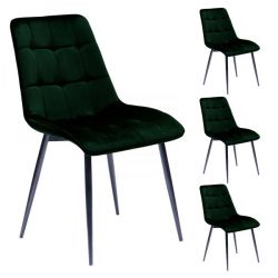 4 x Stuhl Triest in dunkelgrün Samt 4-Fußstuhl Esszimmerstuhl 4er Set