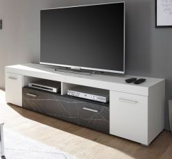 TV-Lowboard Riaza in weiß und Marmor Optik anthrazit TV Unterteil 180 cm