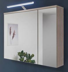 Badezimmer Spiegelschrank Venni in Eiche Badschrank inkl. LED Badschrank 2-türig 70 cm