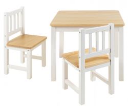 BOMI® Kindersitzgruppe Amy in weiß und natur Sitzgruppe Kindertisch und 2 x Stuhl