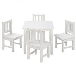 BOMI® Kindersitzgruppe Amy in weiß Sitzgruppe Kindertisch und 4 x Stuhl