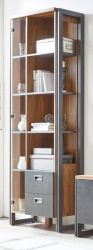 Vitrine Auburn in Eiche Stirling und Matera grau Regalschrank 70 x 202 cm Bücherregal Vitrine Auburn in Eiche Stirling und Matera grau Regalschrank 70 x 202 cm Bücherregal