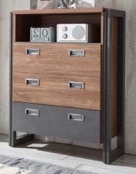 Kommode Auburn in Eiche Stirling und Matera grau Sideboard 75 x 100 cm Schubladenkommode Kommode Auburn in Eiche Stirling und Matera grau Sideboard 75 x 100 cm Schubladenkommode