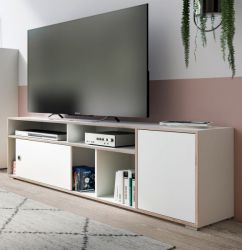 TV-Lowboard Jesper in weiß und Eiche TV Unterteil skandinavisch 182 x 55 cm