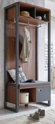 Garderobe Auburn in Eiche Stirling und Matera grau Kompaktgarderobe mit Sitzkissen 90 x 202 cm Garderobe Auburn in Eiche Stirling und Matera grau Kompaktgarderobe mit Sitzkissen 90 x 202 cm