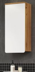 Badezimmer Hängeschrank Ciara in weiß Hochglanz und Eiche Artisan Badschrank hängend 37 x 77 cm