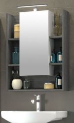 Badezimmer Spiegelschrank Daily in grau Sardegna und weiß Badschrank 60 x 77 cm