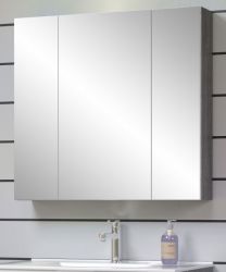 Badezimmer Spiegelschrank Riva in Rauchsilber grau Badschrank 3-türig 80 x 75 cm