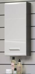 Badezimmer Hängeschrank Riva in weiß Hochglanz und Rauchsilber grau Badschrank hängend 35 x 75 cm