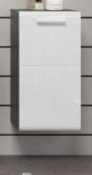 Badezimmer Unterschrank Riva in weiß Hochglanz und Rauchsilber grau Badschrank hängend 35 x 68 cm Badkommode