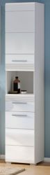 Badezimmer Hochschrank Linus in weiß Hochglanz Badschrank 30 x 182 cm