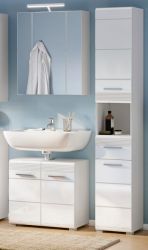 Badmbel Set 3-teilig Leon in wei Hochglanz Badkombination 105 x 182 cm