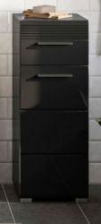 Badezimmer Unterschrank Linus in schwarz Hochglanz Badmöbel Kommode 30 x 79 cm