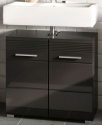 Waschbeckenunterschrank Linus in schwarz Hochglanz Badezimmer Unterschrank 60 x 56 cm