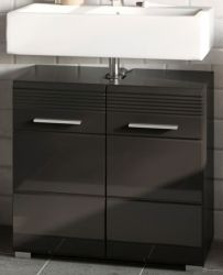 Waschbeckenunterschrank Leon in schwarz Hochglanz Badezimmer Unterschrank 60 x 56 cm Waschbeckenunterschrank Leon in schwarz Hochglanz Badezimmer Unterschrank 60 x 56 cm