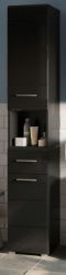 Badezimmer Hochschrank Leon in schwarz Hochglanz Badschrank 30 x 182 cm Badezimmer Hochschrank Leon in schwarz Hochglanz Badschrank 30 x 182 cm