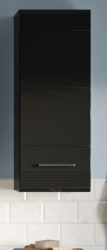 Badezimmer Hängeschrank Linus in schwarz Hochglanz Badschrank hängend 30 x 77 cm