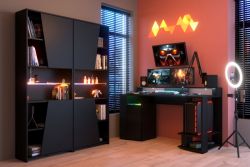 Parisot Gaming Set Gaming1 in schwarz Gamingtisch und 2 x Schrank inkl. LED Beleuchtung mit Farbwechsel