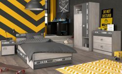 Parisot Kinder- und Jugendzimmer Set 5-teilig Fabric20 in Esche grau und schwarz mit Gamingtisch Parisot Kinder- und Jugendzimmer Set 5-teilig Fabric20 in Esche grau und schwarz mit Gamingtisch