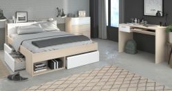 Parisot Schlafzimmer Set Toms in Akazie und weiß Komplettzimmer mit Stauraumbett, Kommode und Schreibtisch Parisot Schlafzimmer Set Toms in Akazie und weiß Komplettzimmer mit Stauraumbett, Kommode und Schreibtisch