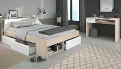 Parisot Schlafzimmer komplett Most61 in Akazie und weiß Komplettzimmer mit Stauraumbett und Schreibtisch Parisot Schlafzimmer komplett Most61 in Akazie und weiß Komplettzimmer mit Stauraumbett und Schreibtisch